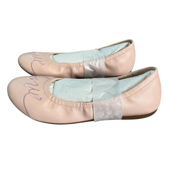 NIB Ed by Ellen Degeneres Pink Faux Leather Ballet Flats "Love" Embroidery SZ 3M - Picture 4 of 8